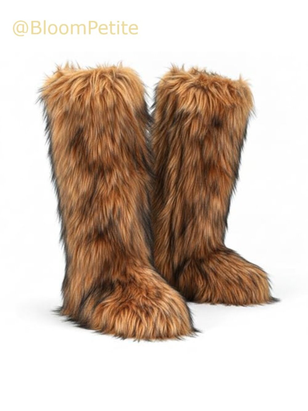 Women's Faux Fur Knee-High Snow Boots Furry Pull-On Winter Boots